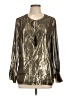 J.Crew Metallic Gold Long Sleeve Silk Top Size 12 - photo 1