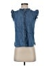 Ann Taylor LOFT 100% Cotton Blue Sleeveless Blouse Size XXS - photo 1