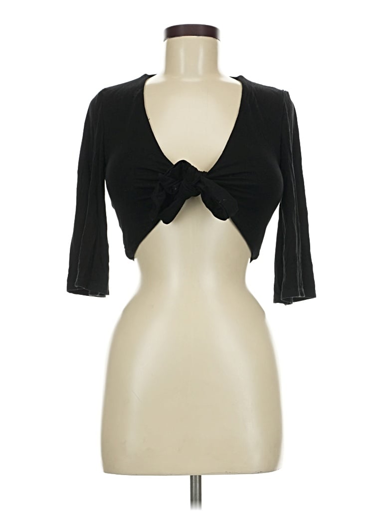 Pre-owned Klassy Network 3/4 Sleeve Top Black Sweetheart Neckline Tops