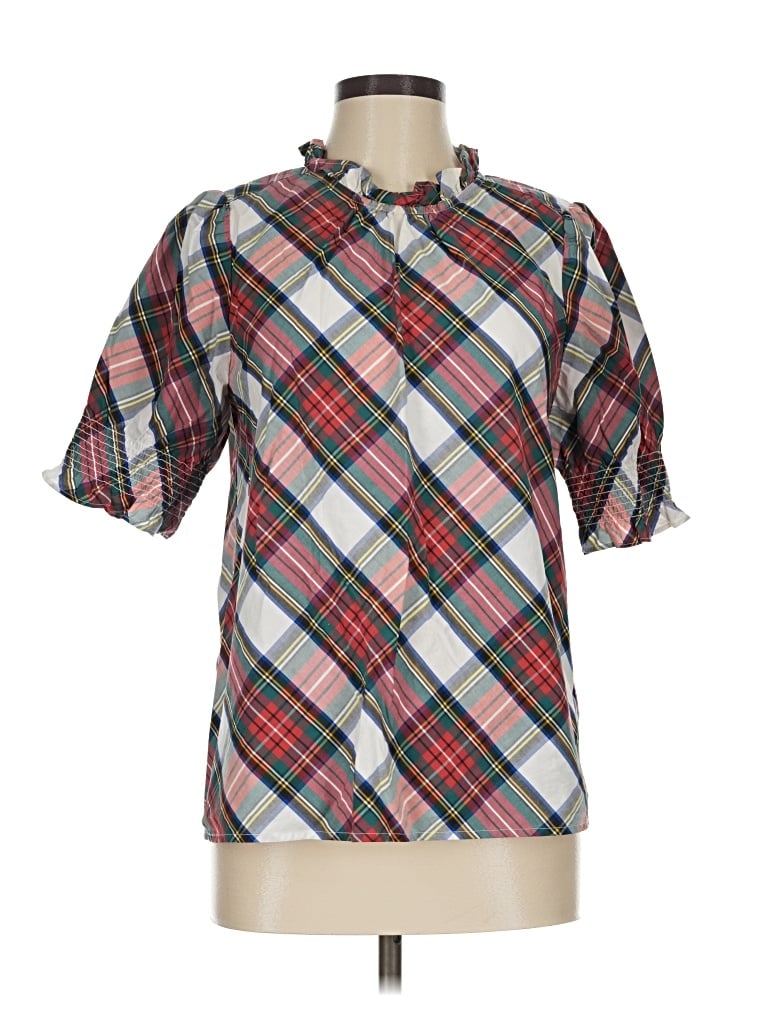 Pre-owned Jcrew Short Sleeve Blouse In Red