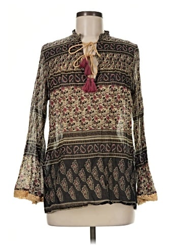 Blue Boheme Long Sleeve Blouse (view 1)
