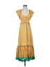 Three Floor 100% Polyester Tropical Yellow Casual Dress Size 4 - photo 1