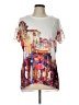 Casual Express Apparel 100% Polyester Graphic Ivory Short Sleeve Blouse Size L - photo 1