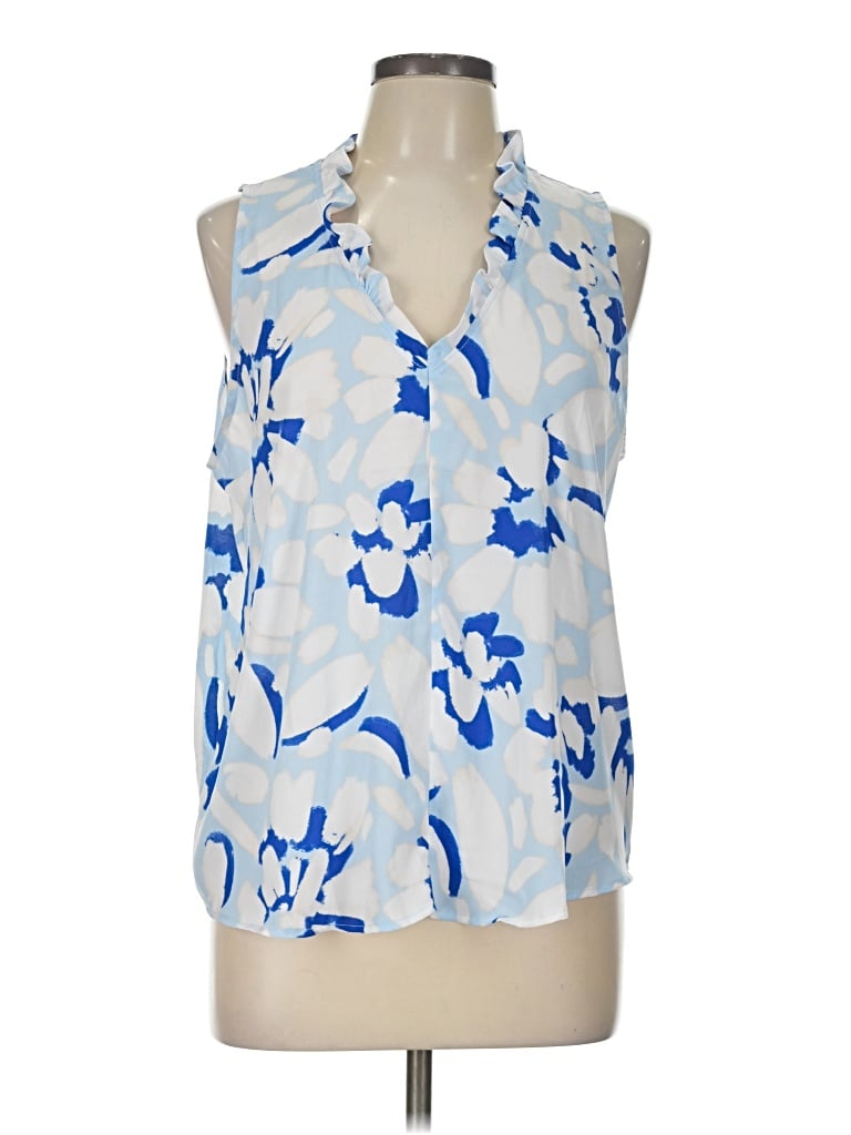 Pre-owned Ann Taylor Loft Sleeveless Blouse In Blue