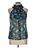 Double Zero 100% Polyester Teal Sleeveless Blouse Size L - photo 1