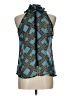 Double Zero 100% Polyester Teal Sleeveless Blouse Size L - photo 2