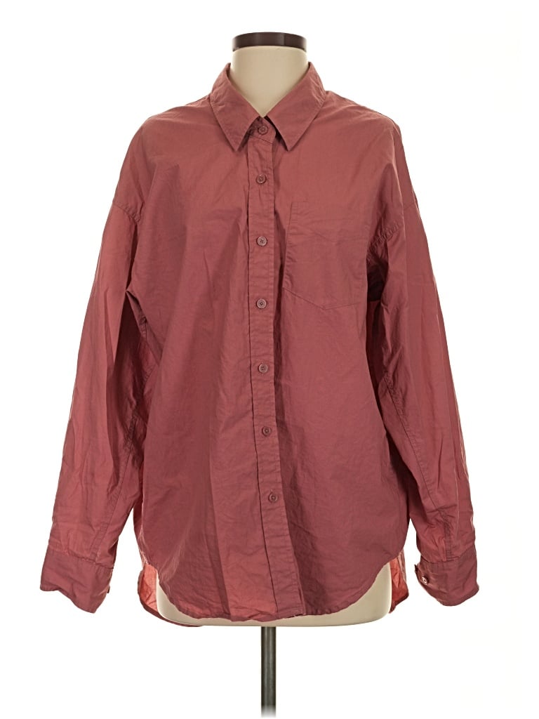 Pre-owned Wilfred Free Long Sleeve Button Down Shirt In Burgundy