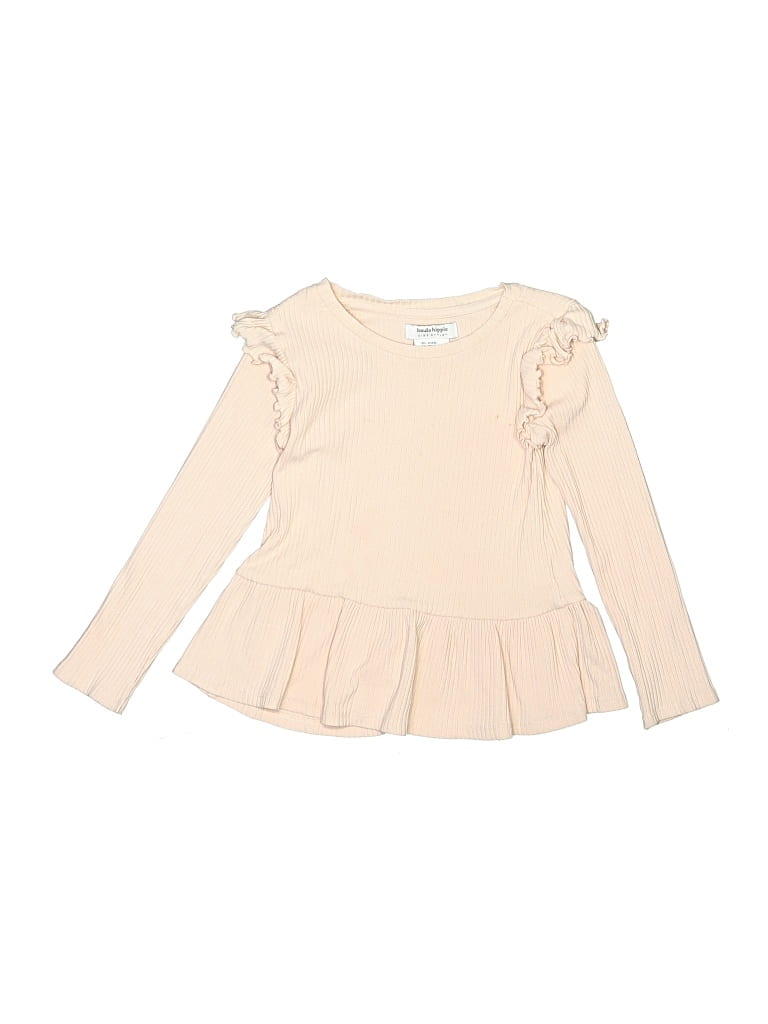 Pre-owned Haute Hippie Kids' Long Sleeve T-shirt In Ivory