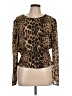 Express Animal Print Brown Long Sleeve Top Size L - photo 1