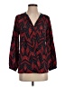 Aqua 100% Polyester Chevron-herringbone Red Long Sleeve Blouse Size XS - photo 1