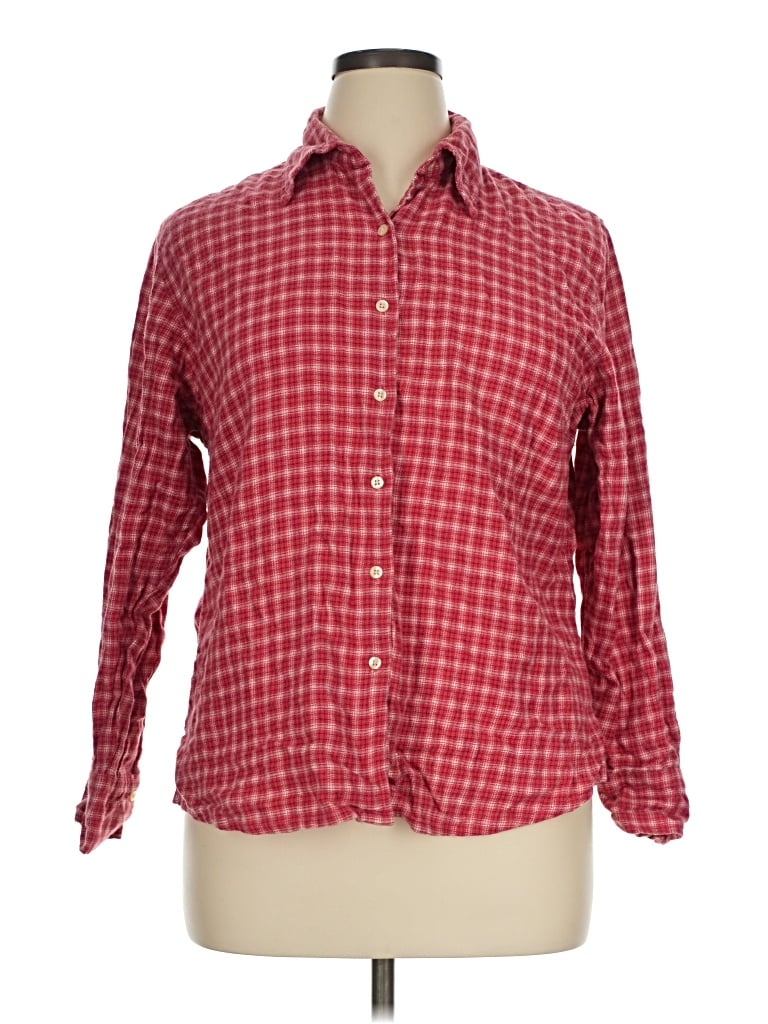 Pre-owned Eddie Bauer Long Sleeve Button Down Shirt In Red