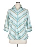 Bill Blass Stripes Teal 3/4 Sleeve Button-Down Shirt Size 1X - photo 1