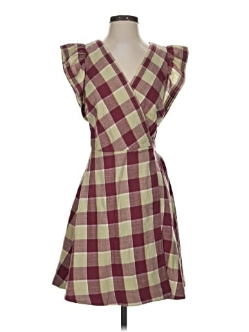 Madewell Gingham Ruffled Wrap Mini Dress (view 1)