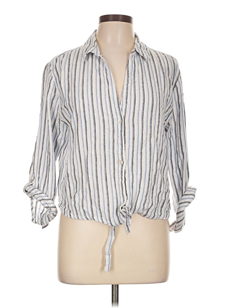 Pre-owned Calypso St Barth 3/4 Sleeve Button Down Shirt In Silver