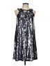 I.N. Studio 100% Polyester Metallic Silver Cocktail Dress Size 4 Petite - photo 1