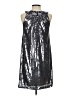 I.N. Studio 100% Polyester Metallic Silver Cocktail Dress Size 4 Petite - photo 2