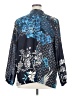 Johnny Was 100% Silk Print Blue Long Sleeve Silk Top Size XL - photo 2