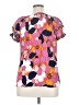 DR2 100% Rayon Floral Pink Short Sleeve Blouse Size XL - photo 2