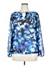 Jennifer Lopez 100% Polyester Blue Long Sleeve Blouse Size XL - photo 1
