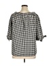Per Se Checkered-gingham Black Short Sleeve Blouse Size XL - photo 2