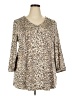 Kim Rogers Animal Print Tan 3/4 Sleeve Blouse Size XXL - photo 1