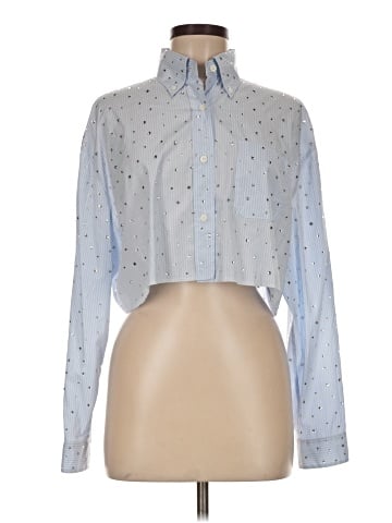Miu Miu crystal-embellished pinstripe cropped Button-Down Shirt (view 1)
