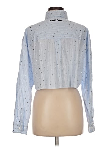Miu Miu crystal-embellished pinstripe cropped Button-Down Shirt (view 2)