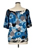 AGB 100% Polyester Blue Short Sleeve Blouse Size XL - photo 2