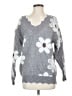 Unbranded 100% Polyester Floral Gray Pullover Sweater Size S - photo 1