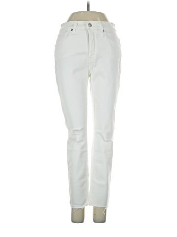Madewell Petite 9" Mid-Rise Skinny Crop Jeans in Pure White: Knee-Rip Edition (view 1)
