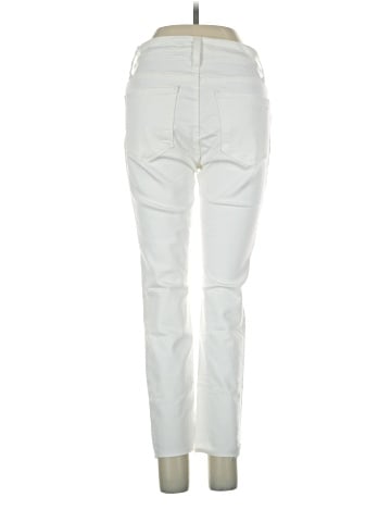 Madewell Petite 9" Mid-Rise Skinny Crop Jeans in Pure White: Knee-Rip Edition (view 2)