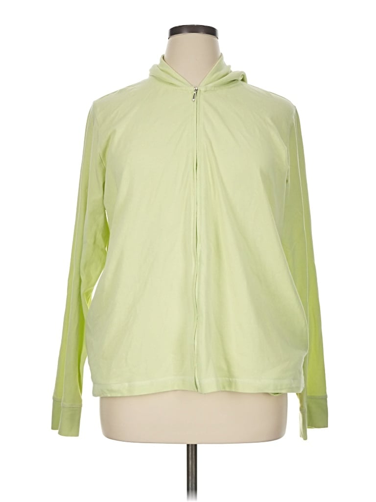 Pre-owned Denim & Co Zip Up Hoodie In Green