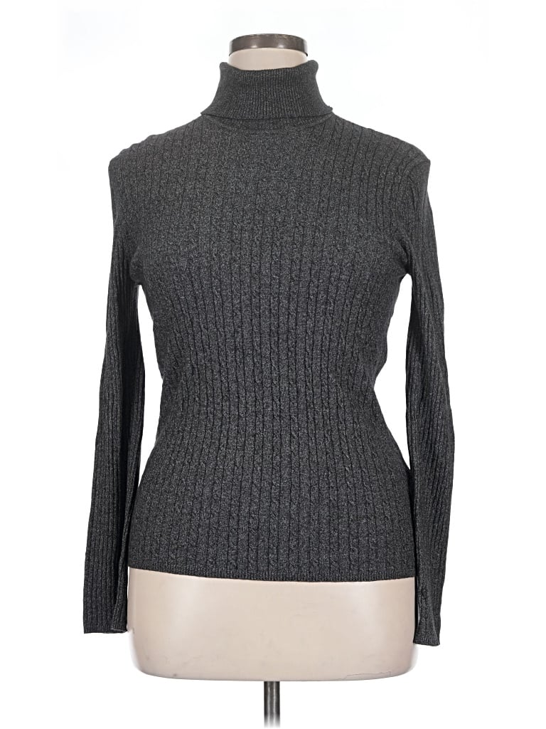 Pre-owned Evan Picone Turtleneck Sweater In Gray