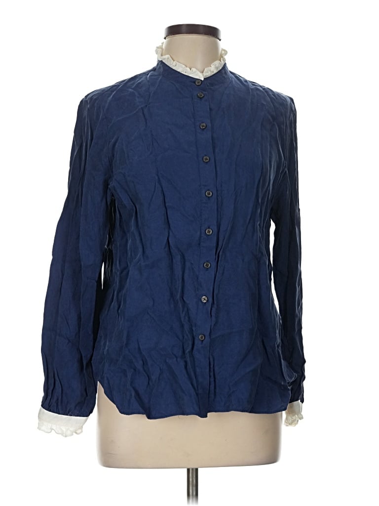Pre-owned Jcrew Long Sleeve Blouse In Blue