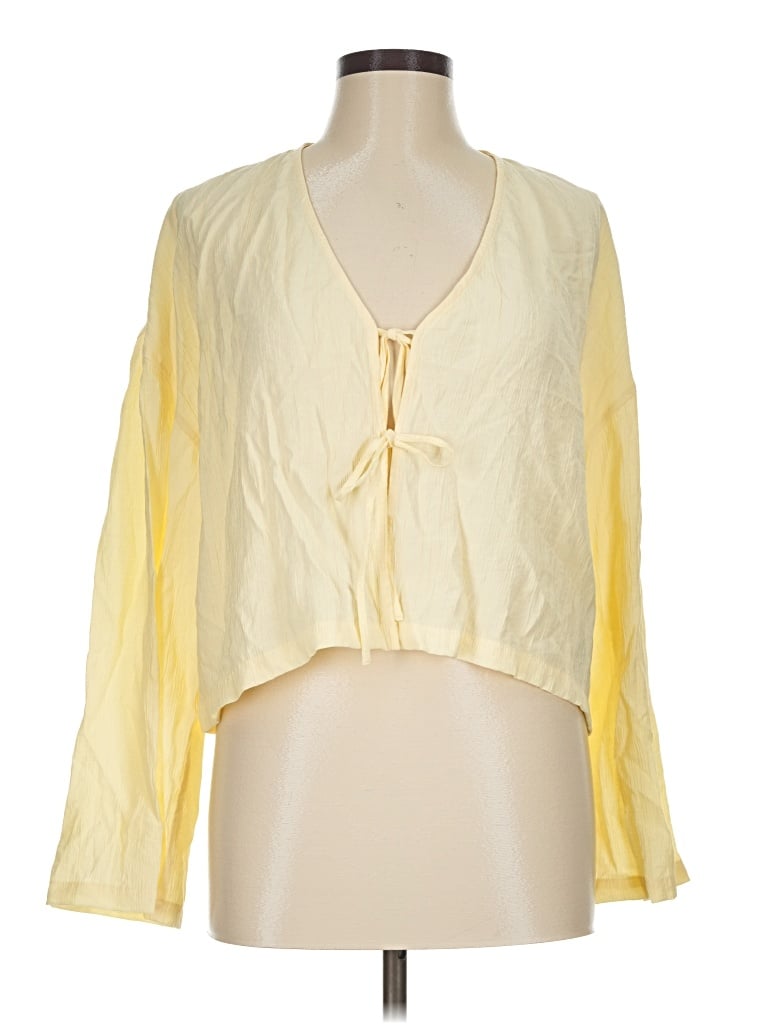 Pre-owned Zara 3/4 Sleeve Blouse In Yellow