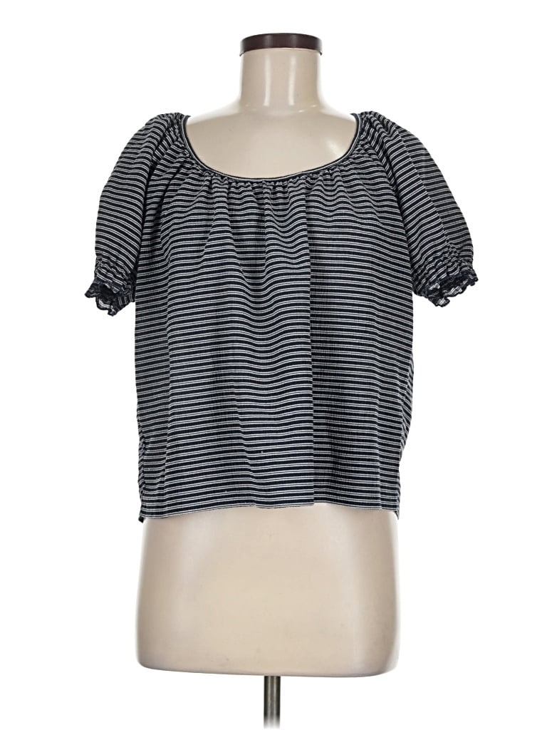 Pre-owned Texture & Thread Madewell Short Sleeve Top Black Sweetheart Neckline Tops