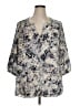 Rose + Olive 100% Polyester Floral Gray 3/4 Sleeve Blouse Size 1X - photo 1
