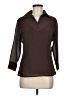 Oleg Cassini 100% Polyester Brown 3/4 Sleeve Blouse Size 6 - photo 1