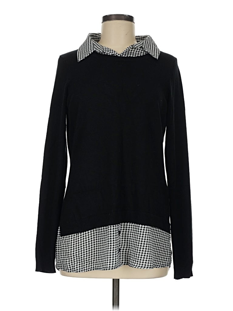 Pre-owned Adrianna Papell Long Sleeve Top Black Cowl Neck Tops