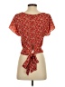 Iz Byer Floral Red Orange Short Sleeve Blouse Size XS - photo 2