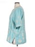 Johnny Was 100% Polyester Teal Short Sleeve Blouse Size XL - photo 5