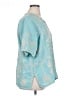 Johnny Was 100% Polyester Teal Short Sleeve Blouse Size XL - photo 4