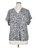 Fred David Animal Print Silver Short Sleeve Blouse Size 1X - photo 1