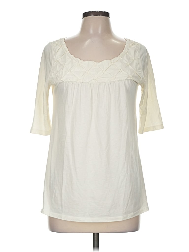 Pre-owned Ann Taylor Loft 3/4 Sleeve Top Ivory Sweetheart Neckline Tops