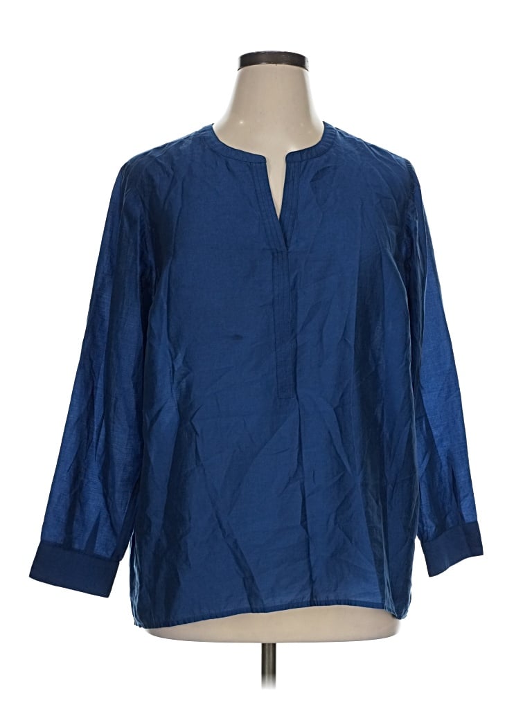Pre-owned Jjill 3/4 Sleeve Blouse In Blue