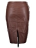 Express 100% Polyester Brown Faux Leather Skirt Size 14 Petite - photo 2