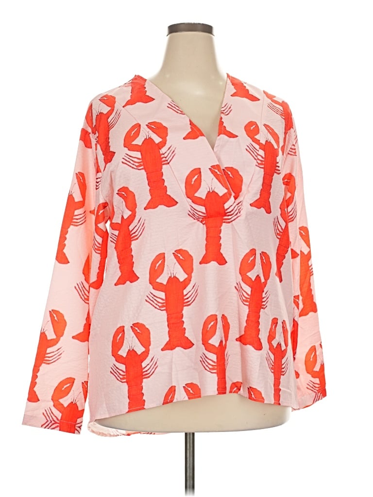 Pre-owned Unbranded 3/4 Sleeve Blouse In Orange