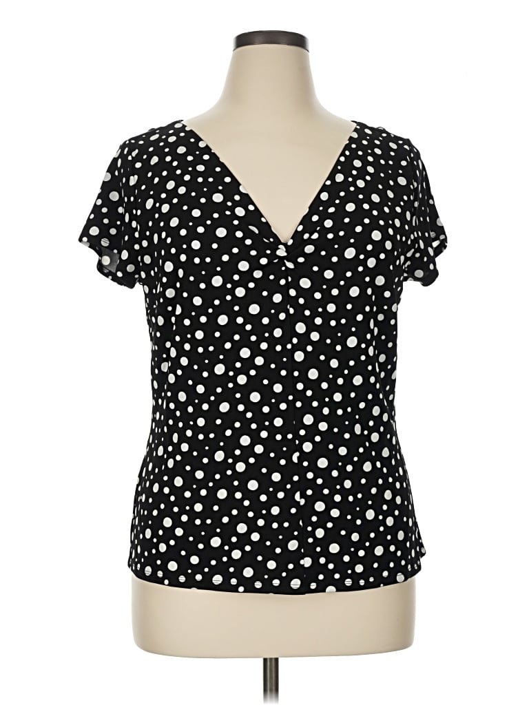 Pre-owned Talbots Short Sleeve Blouse In Black