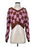 Blue Blush Checkered-gingham Brown Pullover Sweater Size S - photo 1