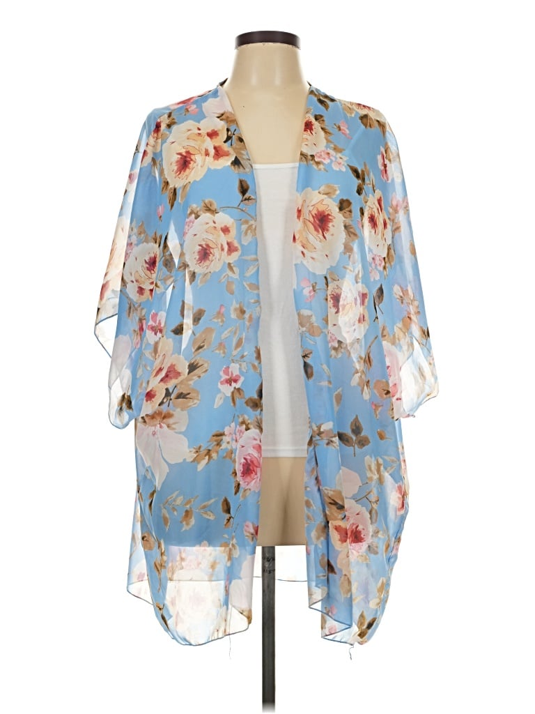 Pre-owned Ambiance Kimono In Blue